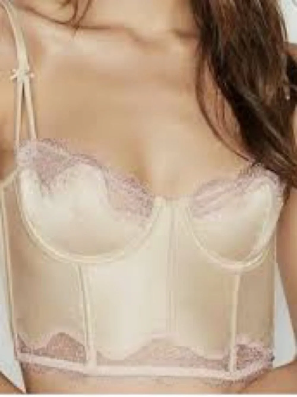 Rare Victoria’s Secret Dream Angels Longline Balconette Bra Satin Lace 32B